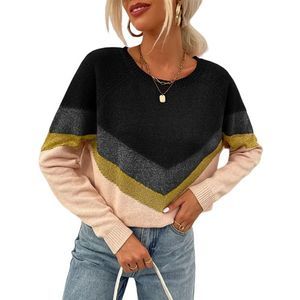 Zowodo Black & Peach Chevron Crewneck Sweater Size S